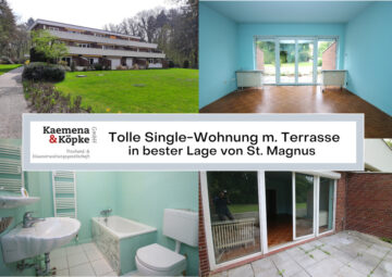 Stilvolle 1-Zimmer-Wohnung mit großer Terrasse in begehrter Wohnanlage – Bremen St. Magnus, 28759 Bremen, Erdgeschosswohnung