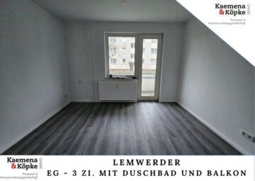 Ab 01.04.25 – Helle 3 Zimmer mit Balkon und nagelneuer Einbauküche, 27809 Lemwerder, Erdgeschosswohnung