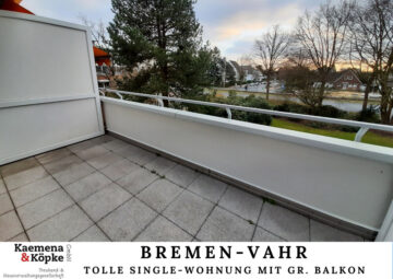 SOFORT FREI! Geräumige Single-Wohnung m. Duschbad und gr. Balkon, 28329 Bremen, Wohnung