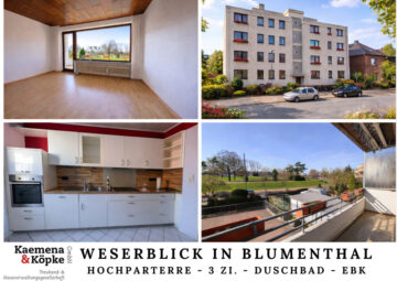 Lebensqualität an der Weser – Helle 3-Zimmer-Wohnung mit Balkon und Aussicht, 28779 Bremen, Erdgeschosswohnung